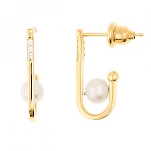Gold earrings 10kt with pearl 17 mm, GO50-2